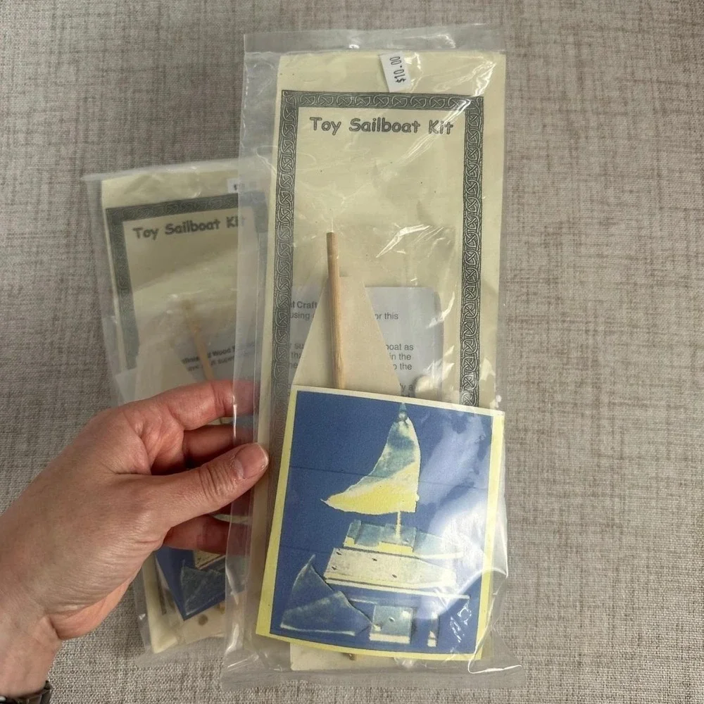 Lot of 2 Toy Sailboat Kits DIY Wooden Boat Craft Kits Homestead Toys New Sealed
